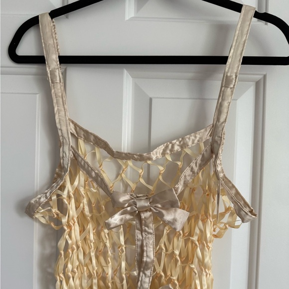 Urban Outfitters Ribbon Bow Fringe Top - O/S - Cream - NWT - Picture 8 of 14